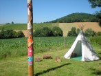 Teepee and totem pole Teepee and totem pole